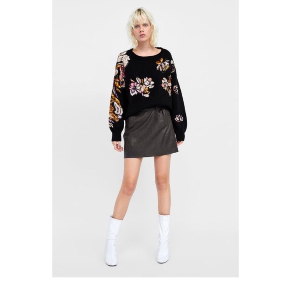 NWT Zara Faux Leather Mini Skirt with Pockets
